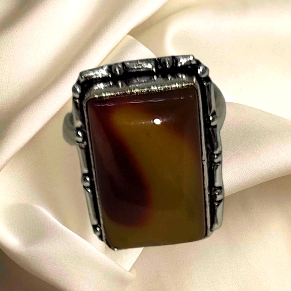 Tigers Eye stone on an adjustable ring band